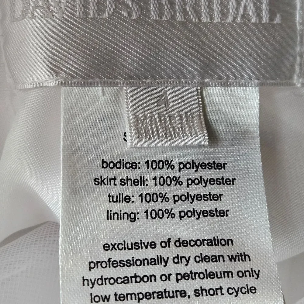 David's Bridal White Layered Tulle Back Bow Flower Girl Communion Party Dress - Picture 10 of 12